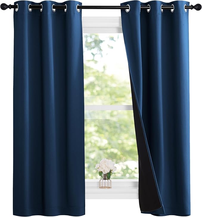 NICETOWN Moroccan Blue Full Shade Curtain Panels, Pair of Thermal Insulated & by NICETOWN