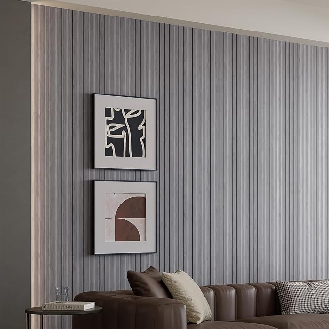 Yutianli PVC Slat Wall Panel Peel and Stick 236"x 15.7" Faux Wood Slat Panel - Image 2