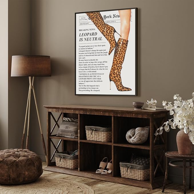 Trendy Newspaper Posters Vintage Leopard Boots Poster Feminist Canvas Prints - Image 6
