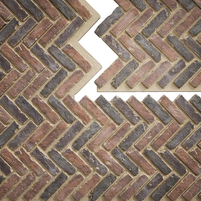 EverStone Herringbone Faux Brick Panel, 46 1/2"W x 25 1/4"H x 1"D, Horizon Color - Image 9