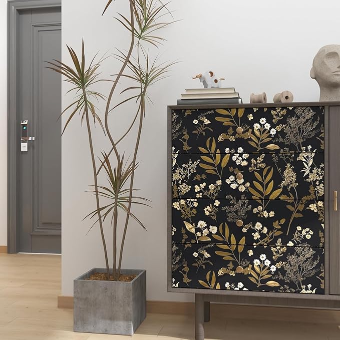 Laatse Leaf Wallpaper Peel and Stick Dark Floral Wallpaper 17.5in x 197in - Image 5