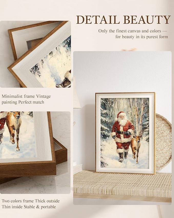 VIYYIEA Winter Framed Wall Art for Living Room, Santa Claus and Reindeer Canvas - Image 4