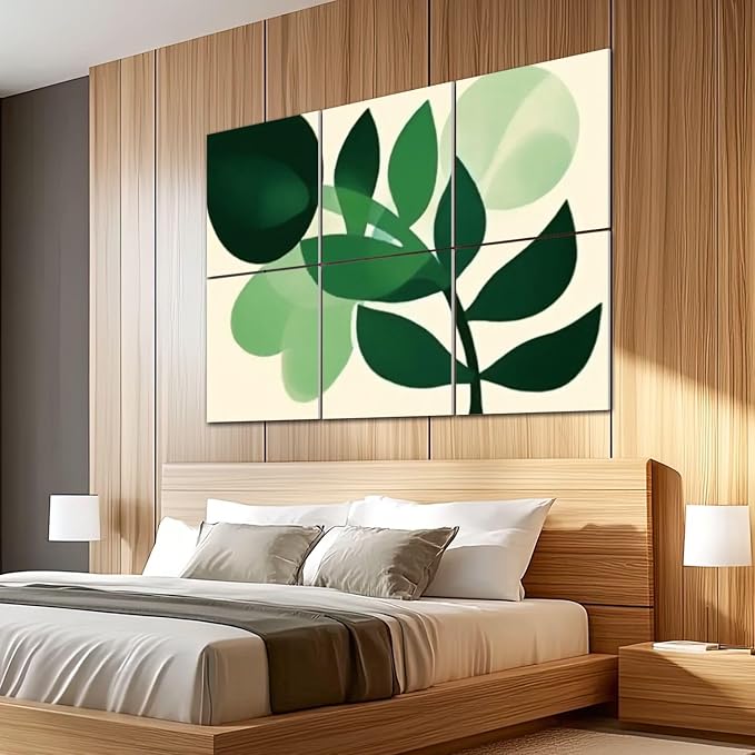 6 Pack Art Acoustic Panels Sound Absorbing Boho Botanical Leaf Orange Green - Image 5