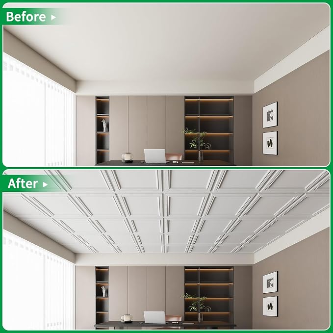 Art3d 36 Pack PVC Ceiling Tiles, 24x24 Inches Waterproof Drop Ceiling - Image 6