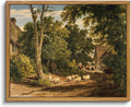 OIQArtOIQ Vintage Framed Wall Art Rural Farm Scene Canvas Art Prints by OIQArtOIQ