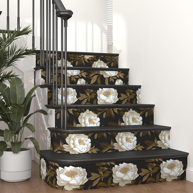 Laatse Peony Floral Wallpaper Peel and Stick Gold Leaf Contact Paper Modern - Image 7
