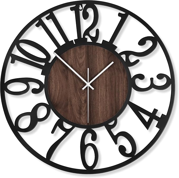 LEIKE Large Wall Clocks, Non Ticking, Battery Operated Rustic Round Modern Big - Image 8