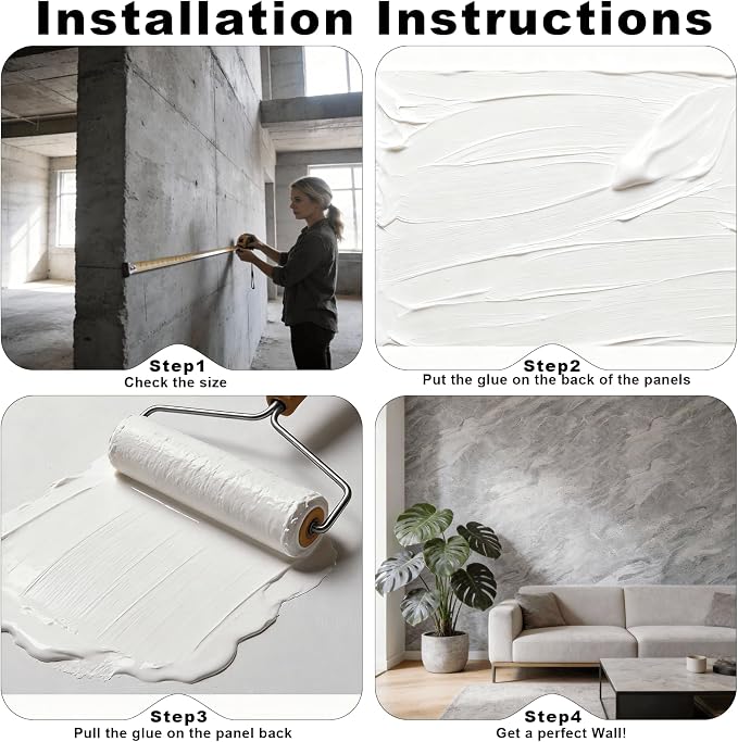3D Wall Panels - 4PCS 47.2"x23.6" Faux Stone Wall Covering - MCM Modified Clay - Image 6