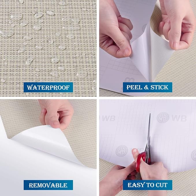 FunStick 24"x200" Thick Beige Peel and Stick Wallpaper - Image 4