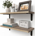RICHER HOUSE Rustic Wood Shelves Set of 2, Farmhouse Style Floating Shelf by RicherHouse