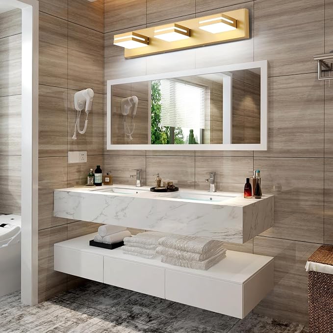 SineRise LED Modern Bathroom Vanity Light Fixtures, Matte Gold Modern Acrylic - Image 9
