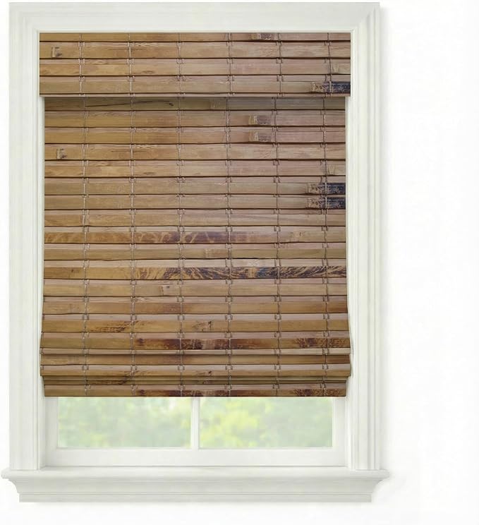 Cordless Woven Wood Roman Shades, 34W x 60H, Hatteras Camel, Sizes 20-72 Wide by FirstRateBlinds