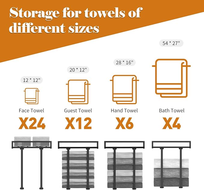 Towel Racks for Bathroom Wall Mounted, Xstydes Metal Towel Holder - Image 6