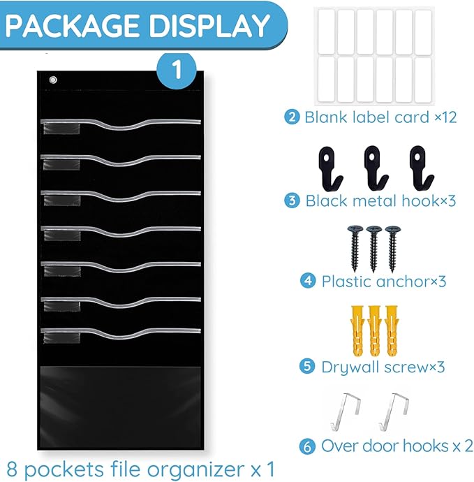 ALSLEA Hanging File Organizer 8 Pockets 15¾”W Legal/ Letter Size Paper Organizer - Image 6