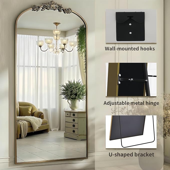 Dewfig Arched Full Length Mirror, Floor Mirror - Image 6