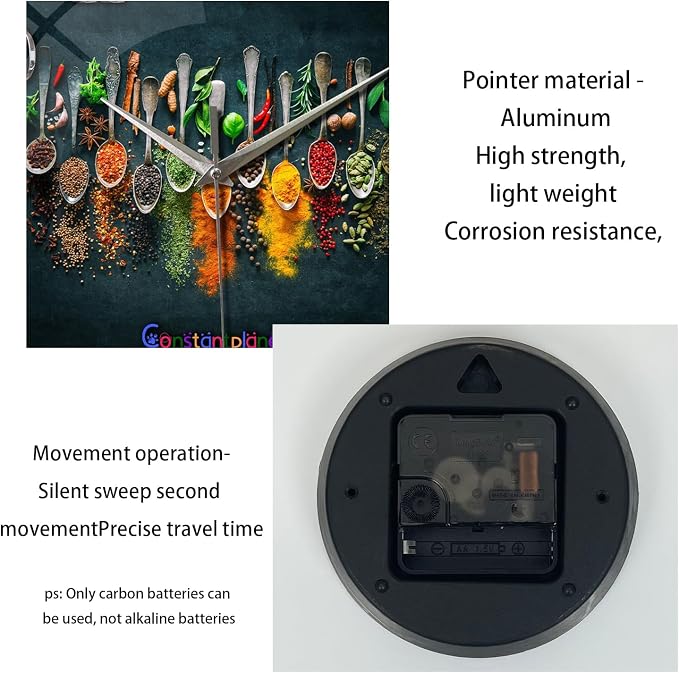 Kitchen Wall Clocks Battery Operated 14 Inches Glass Decorative Clocks - Image 7