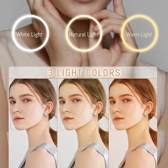 Auxmir 1X/30X Wall Mounted Lighted Makeup Mirror, Touch Dimmable 3 Color Light - Image 3