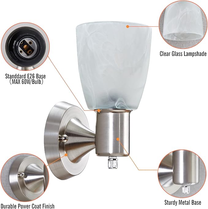EJIAXIN Wall Sconces Set of 2, Brushed Nickel Vanity Lights - Image 7