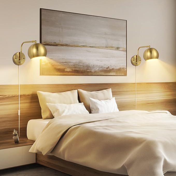 VATONI Plug in Dimmable Wall Sconce Swing Arm Wall Lights - Image 6