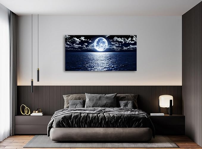 Cao Gen Decor Art S06975 Wall Art Canvas Prints Moon Sea Ocean Landscape 1 - Image 5