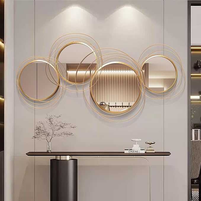 Large Decorative Wall Mirror, Modern Gold Wall Art Mirrors by Unknown