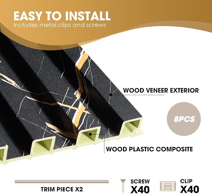 OUZUGIE WPC Acoustic Slat Wall Paneling, Living Room, TV Background, Study Room - Image 4
