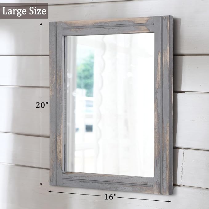 AAZZKANG Wood Framed Mirror Rectangular Rustic Wall Mirrors Decorative Large - Image 2