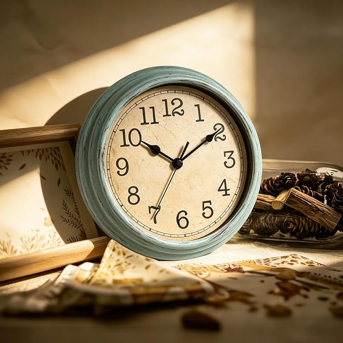 Wall Clock, 9 Inch Silent Wall Clocks Battery Operated, Decorative Clocks - Image 4