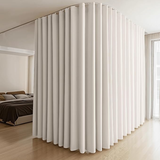 MaKefeile Room Divider Curtains & Flexible Bendable Tracks Set, Privacy by Makefeileshade