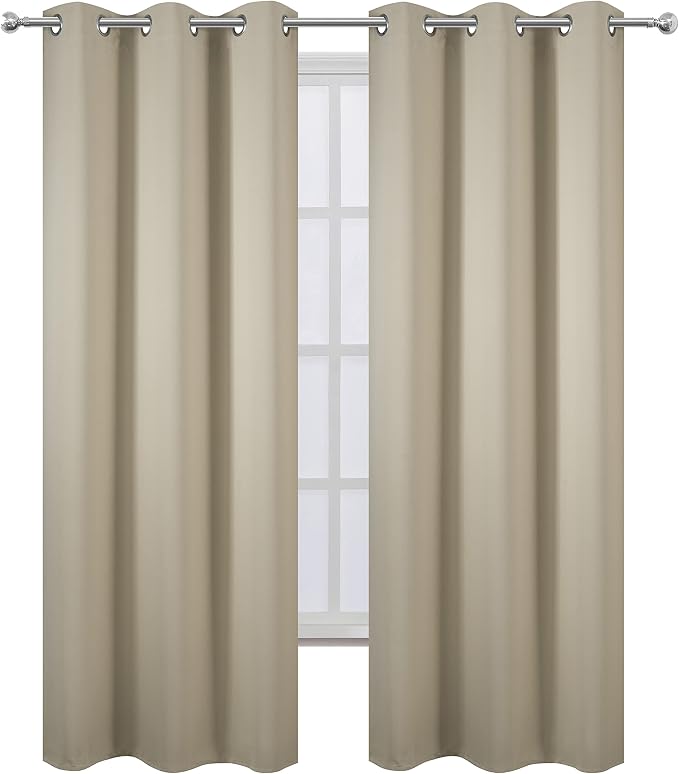 LEMOMO Blackout Curtains 42 x 95 inch/Beige Curtains Set of 2 Panels/Thermal - Image 2