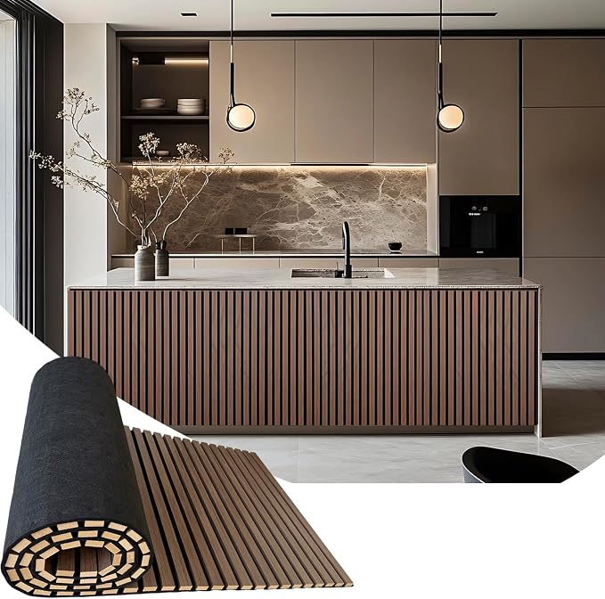 94.5 x 23.6 in Acoustic Wood Wall Panels, 3D Flexible Soundproof Absorbing by Art1