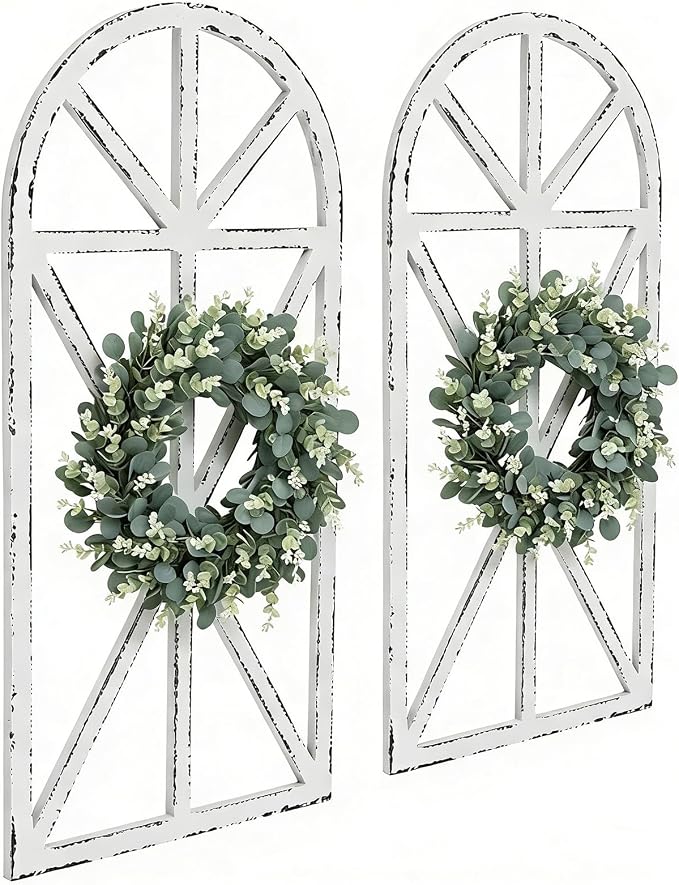 SwallowLiving Set of 2 Large Farmhouse Window Frame Wall Decor, 16x32 Inch by SwallowLiving