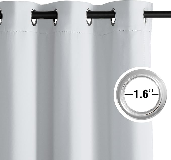 NICETOWN Room Darkening Draperies Curtains Panels, 2 Panels Greyish White W52 x - Image 3