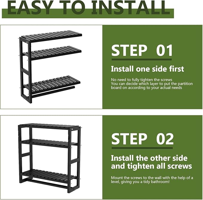 Galood Over The Toilet Storage Bathroom Shelves Wall Mounted 3 Tier Space Saver - Image 6