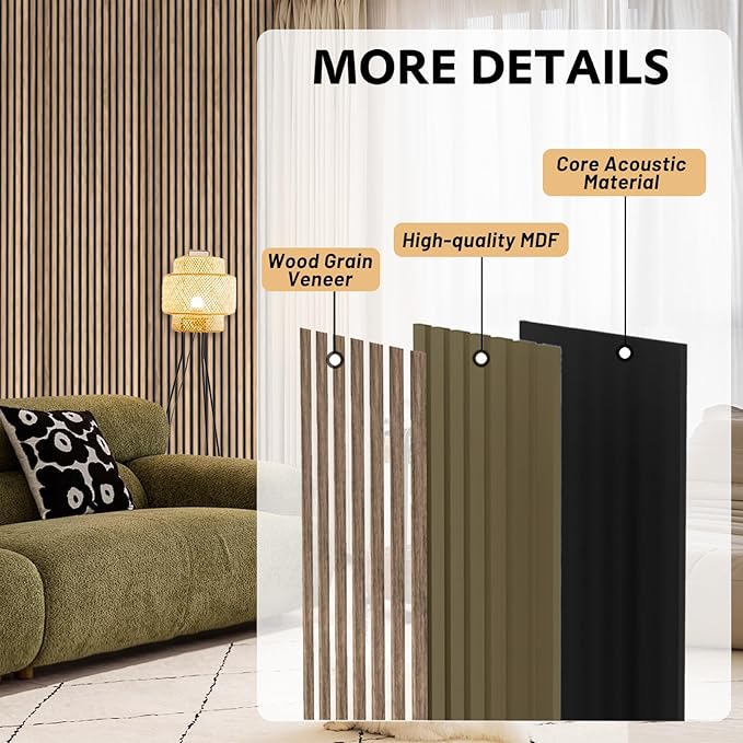 RITOLLO 4 Pack Wood Panels for Wall, 47.2"×23.6"×0.7" Wood Slat Acoustic Panels - Image 3