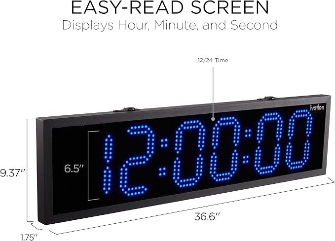 Ivation Oversized 36" Outdoor Waterproof Digital Clock, Auto Time Sync - Image 2