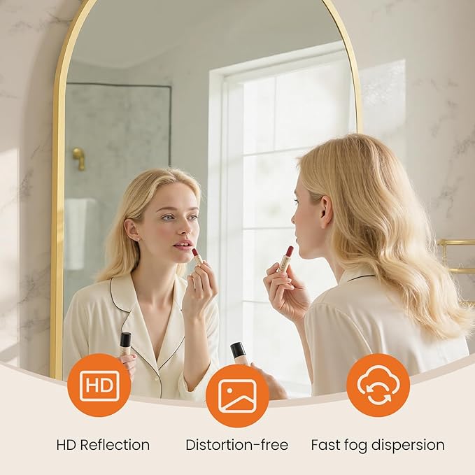 NEWBULIG 26X38 Inch Arched Bathroom Mirror - Image 2