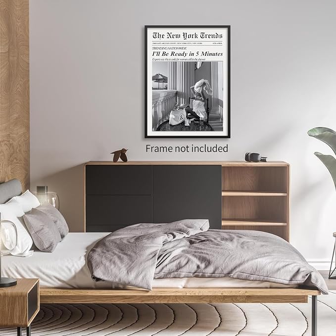 Vintage Newspaper Wall Art Trendy Black and White Aesthetic Posters Funny I'll - Image 4