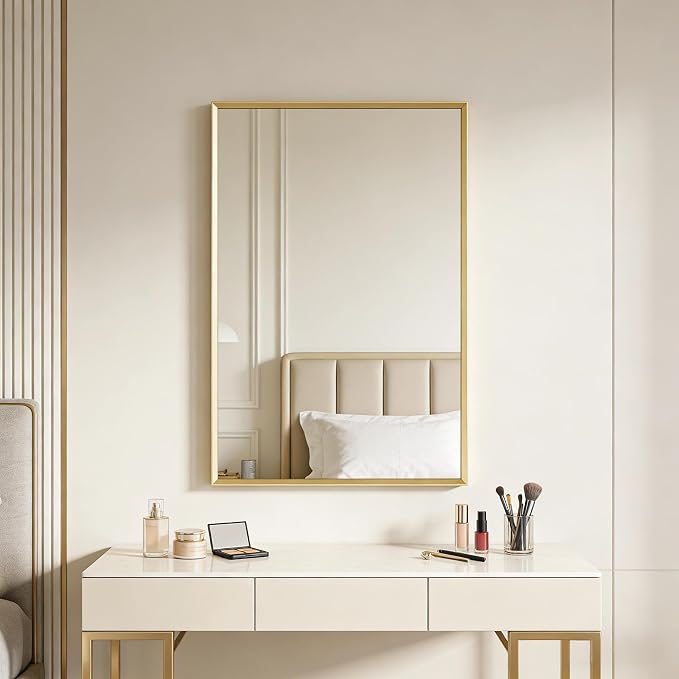 BOMINICA Brushed Gold Bathroom Mirror - Image 3