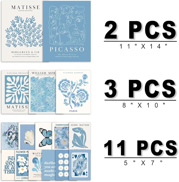 ANERZA 16 PCS Blue Wall Art Decor, Matisse Gallery Wall Prints - Image 2