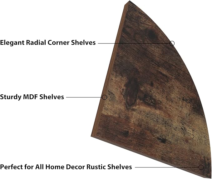 HORLIMER 6 Pack Wall Mount Floating Corner Shelf, Rustic Wood Corner Wall - Image 4