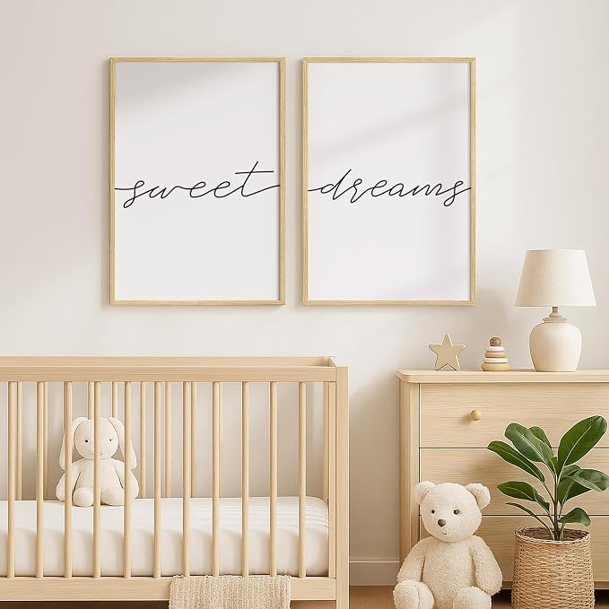 Framed Sweet Dreams Wall Art for Bedroom Decor, Modern Black and White - Image 3