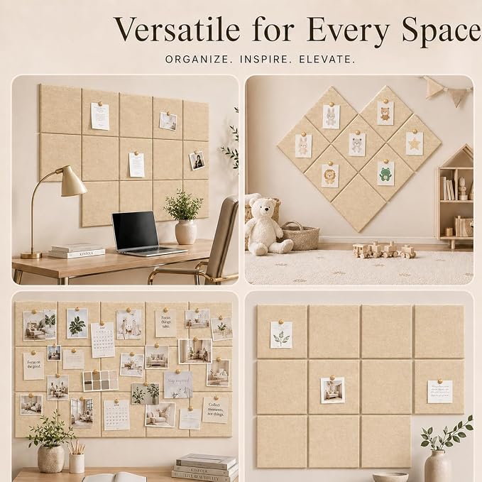 Large Cork Boards for Walls – 36" x 24" Self Adhesive Felt Wall Tiles - Image 6