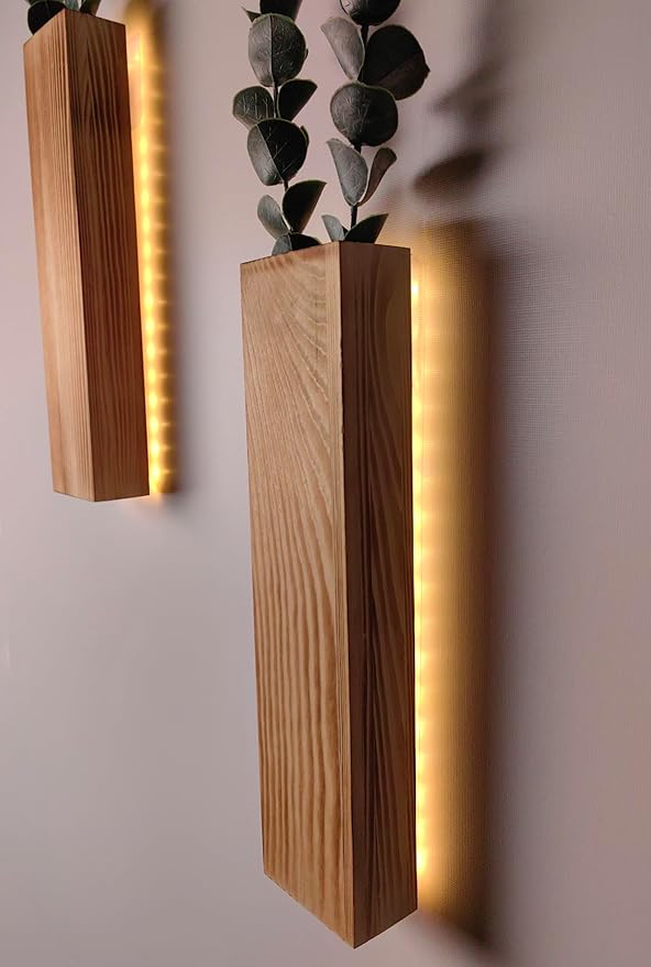 Artificial Eucalyptus with LED Lights Wall Planters Rustic Wall Decor with - Image 4