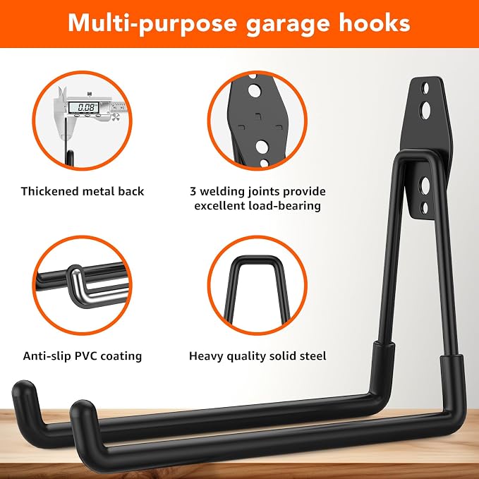 32 Pack Garage Hooks with Anti-Slip Coating Heavy Duty Wall Mount Hooks - Image 3