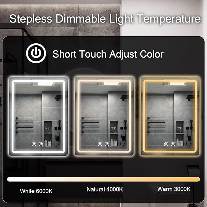 LED Bathroom Mirror, 20x28 in Vanity Mirrors - Image 4