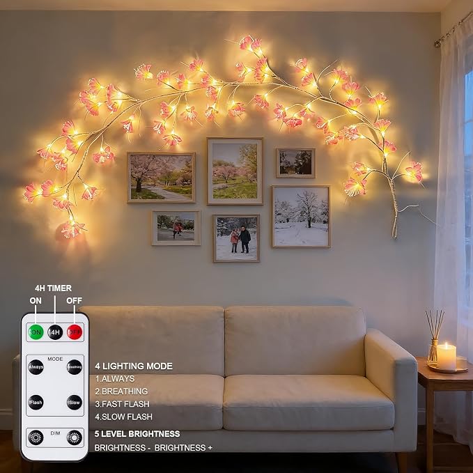 Cherry Blossom Tree Branch Lights: Cherry Blossom Willow Vine Garland - Image 4