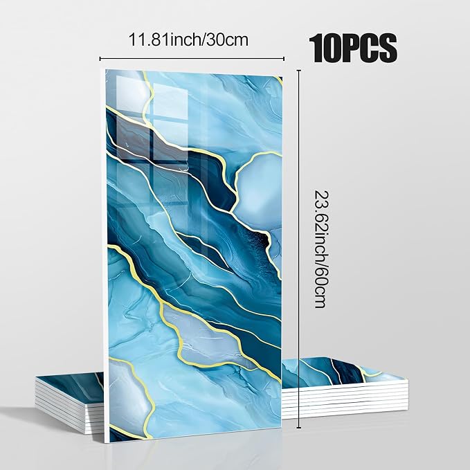 Chejiaye 10pcs Marble Peel and Stick Waterproof Wall Panels, Heat-Resistant - Image 4