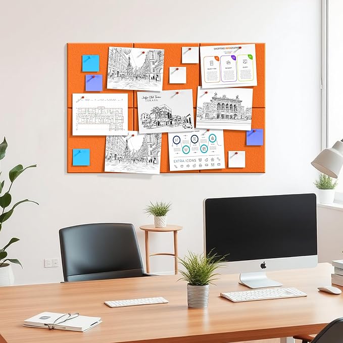 MaxGear Large Cork Board for Wall 36" x 24", 6 Pack Felt Wall Tiles - Image 8