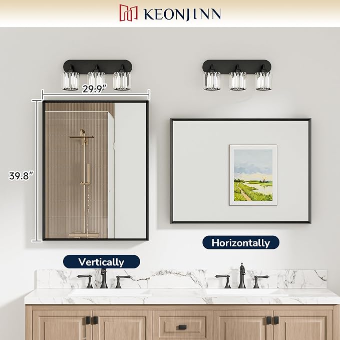 Keonjinn 40 x 30 Inch Brushed Nickel Bathroom Mirrors - Image 5